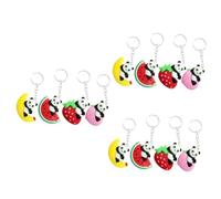 BESPORTBLE 3 Set Catena Chiave Peluche Panda Cartone Animato Roba Carina Orso Cose Panda Giocattolo Riempito Portachiavi Animali Coccolone Incantesimi Bambola Piccolo Carino Pvc 4 Pezzi*3