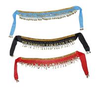 BESPORTBLE 3pezzi Sciarpa Con Nappe Per Del Ventre Gonna Colorata Con Monete Dorate Cintura Per Danzatrice Del Ventre Per e Ragazze