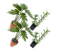 BESPORTBLE 4 Mini Bonsai Bambù e Foglia Monstera in Vaso Artificiale Miniature Verdi per Micro Paesaggi e Decorazioni Casa delle Bambole Modelli Senza Manutenzione per Soggiorno e