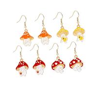 BESPORTBLE 4 Paia Cartoon Mushroom Dangle Earrings For Adorable Ear Jewelry Unique Design With Various Expressions For Daily Wear And Parties