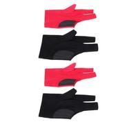 BESPORTBLE 4 Pezzi Nero Guanto da Biliardo per Mano Mancina a Tre Dita | Poliammide e Spandex, Uso Quotidiano e Allenamento, Design Unisex, Rosso