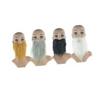 BESPORTBLE 4 Pezzi Oggetti Di Scena Per Barba Finta Bianco Colore Decorazione Della Barba Bastoncino Per Baffi Barba in Maschera Costume Divertente Kit Facciale Uomini Impostore Uomo Marrone