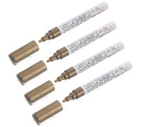 BESPORTBLE 4 Pezzi Pennarello Oro Metallico Permanente per Lapidi 2-3 MM | Plastica, Punta Precisa per Riempire Lettere Sbiadite, Uso in Cimitero e Restauro di Segnali Storici