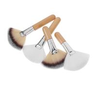 BESPORTBLE 4 Pezzi Pennello a Ventaglio Grande per Cipria, Nailon e Legno | Sfumare e Fissare il Make-up, Delicato sulla Pelle Liscia, Adatto a Ragazze e Donne