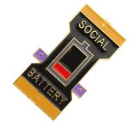 BESPORTBLE 4 Pezzi perno dell'umore pulizie creative social battery pin battery batteria spilla per impressionare spille zaino adornare clip di spilla simbolo psicologia perno emotivo lega