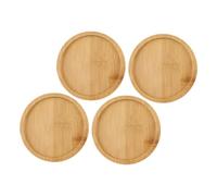 BESPORTBLE 4 Pezzi Piatti Sottovasi Legno Bamboo Vassoi per Fioriere Sottopiatti per Piante da Antigoccia e Facili da Design Naturale Resistente
