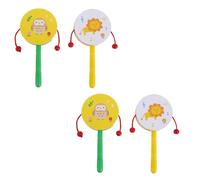 BESPORTBLE 4 pezzi Tamburelli in Legno Montessori per Percussioni Educative con Design Animali Cartone Strumenti Musicali Maneggevoli per Sviluppo Ritmo e Apprendimento Precoce