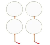 BESPORTBLE 4 Pezzi Ventaglio Manuale Bianco in bambù, Ventilatore Portatile Rotondo per Laboratori di Graffiti per e Progetti Creativi