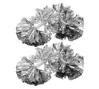 BESPORTBLE 4 Pompon Metallici Argentati da Cheerleader con Impugnatura Antiscivolo, Grandi Pompon per Spettacoli di Danza Sportiva e Eventi di Spirito di Squadra