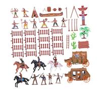 BESPORTBLE 43 Mini Figurine Da Cowboy E Indiani Modelli Di Figura Simulati in Plastica Sicura Set Da Gioco Educativo E Decorazioni Per Bambini E Collezionisti