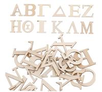 BESPORTBLE 48 Pezzi Lettere Greche Legno Naturale Piastrelle Lisce per Apprendimento Alfabeto e Giochi Educativi Sicure e Portatili