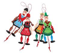 BESPORTBLE 4pezzi Burattini Di Legno Giocattoli Per Bambole in Legno Appesi Burattini Con Corda Mani e Piedi Mobili Giocattoli Interattivi Per Ragazzo Ragazza Ragazza e Genitori