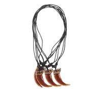 BESPORTBLE 4pezzi Collana Vintage Ciondolo Dente Finto Cordino di Cera Nera Regolabile Stile Punk Unisex per Donne e Uomini Abbinabile Look Casual e Festa