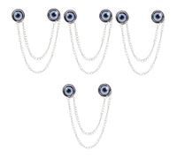 BESPORTBLE 4pezzi Fashion Evil Eye Brooch for Men Collar Clip with Chain Unique Design for Shirts Scarves and Shawls Elegant Accessory and Casual Wear