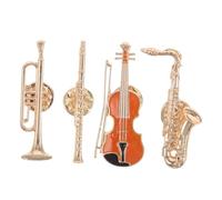 BESPORTBLE 4pezzi Spille Tema Musicale Stile Retrò Dorate Design Chitarra Sassofono Tromba Flauto Per Appassionati Di Jazz e Fan Orchestra