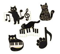BESPORTBLE 5 Pezzi Spilla Corpetto Spilla Decorativa Badge Per Spillo Spilla Di Abbigliamento Pin Per Gatto Pin Carine Musicale Perni Smalto A Tema Vestiario Carino Spille Da Gatto Nero Lega