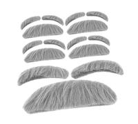 BESPORTBLE 5 set Baffi e Sopracciglia Finti Autoadesivi per Costume Vecchio Unisex Finta Halloween Accessori Party Cosplay Grigio