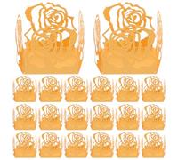 BESPORTBLE 50 Pezzi Vassoi per Cioccolato Decorativi in Carta Oro con Motivo Pizzo Svuotato Coppette per Tartufi e Dolci per Feste e Matrimoni Salvaspazio e Facili da Usare