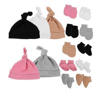 BESPORTBLE 5sets Cappello per Ragazzo Ragazza Ragazza Mesi in Cotone Set Guanti per Ragazzo Berretti Morbidi e Carini per Protezione Antigraffio per Delicata per Uso Quotidiano e Sonno