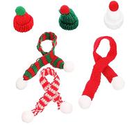 BESPORTBLE 6 Mini Cappelli Natalizi in Maglia con Sciarpe Accessori Decorativi Leggeri per Decorazioni da Te per Custodie Cellulari e Bottiglie Atmosfera Festiva Natale