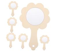 BESPORTBLE 6 Pezzi Specchi in Legno Fai da Te per Mini Specchietti Unfinished per Trucco e Decorazione Specchio Mano Piccolo per Ragazzi e Ragazze per Artigianato e attività Creative