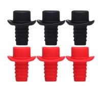 BESPORTBLE 6 pezzi Tappi Bottiglia Silicone Riutilizzabili Tappi Vino Eleganti in Rosso e Nero Sigillanti per Bottiglie Vino Birra Olio e Bevande per Feste e Uso Quotidiano