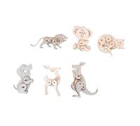 BESPORTBLE 6 Set Puzzle Legno per Animali da Assemblare Cane Leone Cervo Educativo Legno per Sviluppare Creatività e per Compleanni e Feste