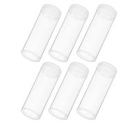 BESPORTBLE 6 Tubi Porta Monete in Plastica Trasparente Coperchio, Tubi di Stoccaggio Rotondi Diametro 32mm per Collezione e Conservazione Monete da 25 Centesimi, Organizzatore Compatto