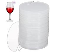 BESPORTBLE 60 Pezzi Etichette Acriliche Rotonde per Bevande Decorazione Tazze e Bicchieri da Vino Personalizzabili per Ristorante e Banchetto