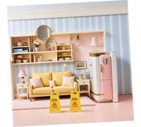 BESPORTBLE 7 Miniature Wet Floor Safety Caution Signs in Alloy Compact And Portable Dollhouse Warning Signs For Fairy Garden And Tabletop Decoration