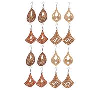 BESPORTBLE 8 Paia Orecchini Donna Bohemien Legno Hollow Leggeri Pendenti Stile Africano Elegante per Ogni Occasione