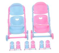 BESPORTBLE 8 Pezzi Miniature Dollhouse Stroller in Plastic Realistic Doll Pushchair Toys For Role Playing And Pretend Play Accessories