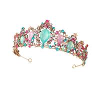 BESPORTBLE Accessori per a di diamanti colorati Accessorio sposa colorato nuziale con pietre colorate corone di compleanno della regina per donne adulte strass