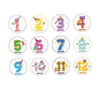 BESPORTBLE Adesivi Mensili Per Ragazzo Ragazza, Adesivi Per Le Tappe Fondamentali Del Ragazzo Ragazza, 12 Pezzi in Carta, Riutilizzabili e Senza, Decorazioni Per Album Fotografico e Social Media