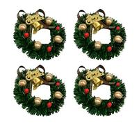 BESPORTBLE - Anelli di ghirlande con bacche rosse e palline di Natale, ornamenti per colonne di Natale, adatti come centrotavola, 4 pezzi