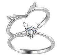 BESPORTBLE Anelli per Amanti Regolabili Design Corna, Set da 1 Paio di Anelli Coordinati per Coppie, Fedi Nuziali Eleganti per Festa degli Innamorati e Anniversario