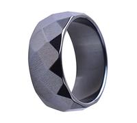 BESPORTBLE Anello da Uomo Superficie Multi Sfaccettata Ampio e Confortevole in Meteorite Nero Regalo il Papà e Occasioni Speciali