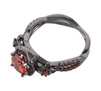 BESPORTBLE Anello Gotico con Zircone Rosso Vintage in Rame Nero Design Liscio Anti-graffio Brillante e Resistente per Donna Uomo Cosplay Halloween