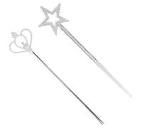 BESPORTBLE Bacchette da Fata Placcate Argento a Forma di Stella e Corona, Set 2 Pezzi per Travestimenti, Feste di Compleanno, Halloween e Cosplay