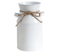 BESPORTBLE Barattolo Di Latte In Metallo Vaso Rustico Zincato Vaso Antico Retrò Fioriera In Metallo Portafiori Fioriera Country Per L'arredamento Di Casa E Ufficio - Bianco