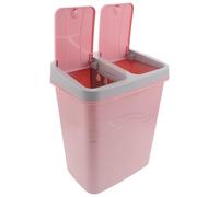 BESPORTBLE Bidone della Spazzatura Doppio per Cucina in Plastica Rosa con Coperchio Cestino Combinato per Rifiuti Umidi e Secchi Contenitore Sottile per Raccolta Differenziata Domestica e