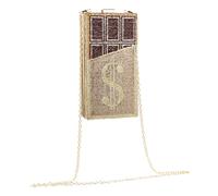 BESPORTBLE Borsa Clutch da Donna, Borsa da Festa, Oro, in Cotone con Pietre Decorative e Lega, Grande Capacità, per Banchetti e Serate Eleganti
