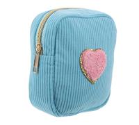 BESPORTBLE borsa per cosmetici con toppa ricamata tastiera per trucco con cerniera Piccola custodia per il trucco borse cosmetiche roba borsa cosmetica Mini sacchi a coste Sky-Blue
