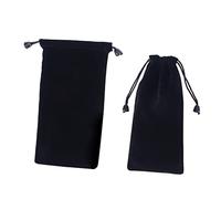 BESPORTBLE Borsa Porta Orologi e Gioielli Floccato Nero Coulisse Intrecciata, Set da 2 Pezzi, Dimensioni 20x11 Cm, Custodia Compatta per Viaggio e Conservazione Sicura