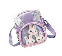 BESPORTBLE Borsa Spalla Bambina Con Zip Sicura Design Chic Glitterato Tracolla Singola e Crossbody Materiale Durevole Con Stampa Coniglio Cartoon Per Uso Quotidiano e Viaggi
