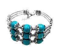 BESPORTBLE Bracciale Donna in Turchese Tre File Vintage Classico Leggero e Resistente da Handmade per Ragazze e Amiche