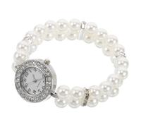BESPORTBLE Bracciale Elastico Da Donna Con Doppia Serie Di Perle e Strass, Orologio Vintage Da Polso Delicato, Accessorio Chic e Regolabile Per Occasioni Festive e Regalo