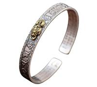 BESPORTBLE Bracciale Uomo Creativo in Regolabile Cuff Bangle Con Incisione Testo Sacro Buddhista Design Unisex Per Polso Idea Regalo Per Occasioni Speciali