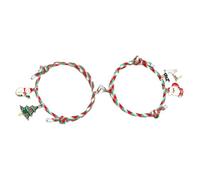 BESPORTBLE Braccialetti di Coppia Natalizi Regolabili in Nylon e Metallo Set di Braccialetti per lui e per lei Charm a Tema Festa Accessorio Coordinato per Occasioni Festive e Regalo