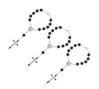 BESPORTBLE Braccialetto Con Croce 3 Pezzi Piccolo Rosario Perline Da Preghiera Catena Da Polso A Croce Di Natale Braccialetto Di Gesù Braccialetto Di Perline Amuleto